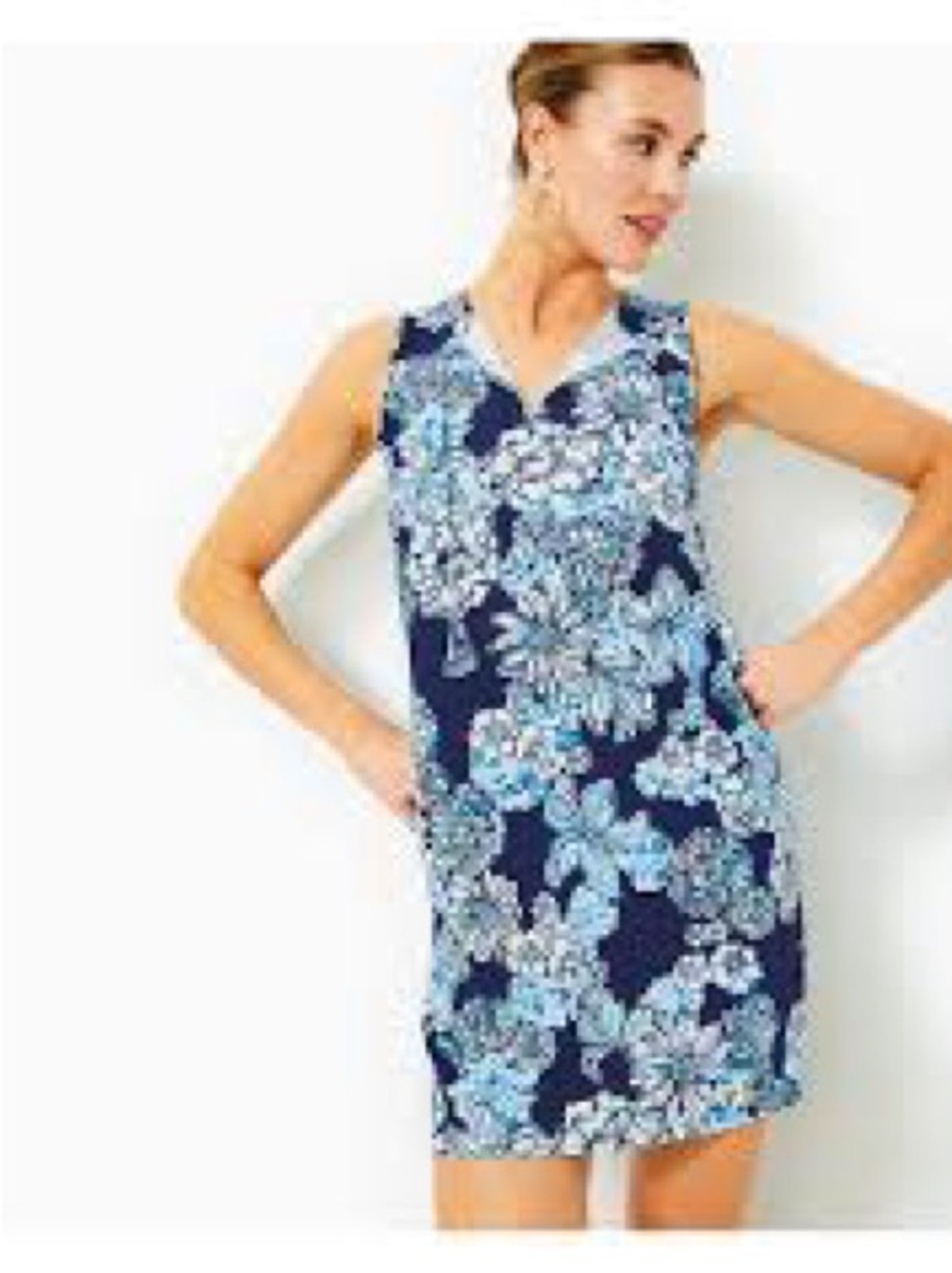Lilly Pulitzer Navy Blue Floral Sleeveless Dress